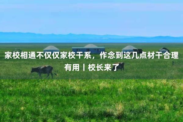 家校相通不仅仅家校干系，作念到这几点材干合理有用丨校长来了