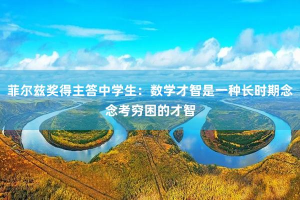 菲尔兹奖得主答中学生：数学才智是一种长时期念念考穷困的才智