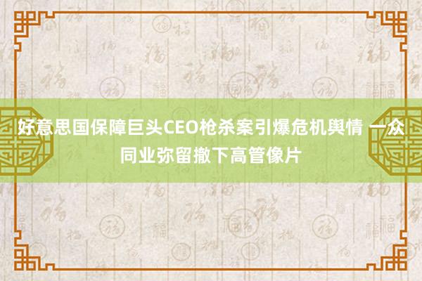 好意思国保障巨头CEO枪杀案引爆危机舆情 一众同业弥留撤下高管像片