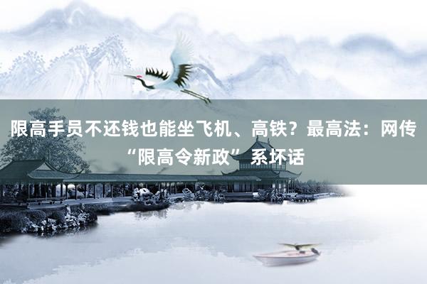 限高手员不还钱也能坐飞机、高铁？最高法：网传“限高令新政” 系坏话